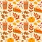 Pumpkin spice latte seamless vector pattern