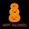 Pumpkin stack. Happy Halloween.Three funny creepy smiling face. Cute cartoon kawaii baby character. Eyes, teeth. Kids greeting