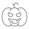 Pumpkin thin line icon, gourd and autumn, squash sign, vector graphics, a linear pattern on a white background.