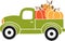 Pumpkin truck. Green truck with autumn pumpkin