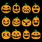 Pumpkin vector icons set, Halloween scary faces design set, horror decoration