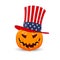 Pumpkin on white background. The main symbol of the Happy Halloween holiday. American pumpkin