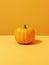 Pumpkin on a yellow background. Minimal Halloween concept