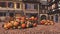 Pumpkins at autumn farmers market for Thanksgiving