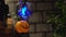 Pumpkins and character with light decorated on tree in a party to celebrate