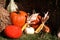 Pumpkins, gourds and corn