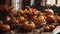 Pumpkins and gourds on a table for thanksgiving