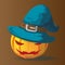 Pumpkins Halloween Character Magic Wizards Vector