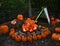 Pumpkins lite up for a festival in the Ozarks of Missouri, USA