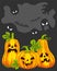 Pumpkins monster with a carved horrible smile. Happy Halloween. Vector template in a cartoon style for your design for