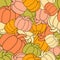 Pumpkins seamless pattern. Thanksgiving festive background. For wrapping paper, print and fabric. Vector
