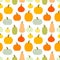 Pumpkins various shapes and colors seamless pattern