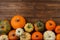 Pumpkins on wooden background