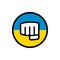 Punch logo with the flag of ukraine, clenched fist with ukrainian flag, flat vector icon