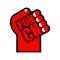Punch symbol. Fist sign lettering. Vector illustration
