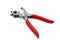 Punching plier with red handle on white