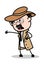 Punching - Retro Cartoon Police Agent Detective Vector Illustration