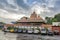 Pune, India-July 8th, 2019: Colorful Omkareshwar temple with clouds.