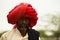 PUNE, MAHARASHTRA, INDIA, July 2013, Man in big red turban also known as Dhangar
