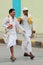 PUNE, MAHARASHTRA, INDIA, June 2014, Young pilgrims or warkari walking, Pandarpur yatra