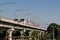 Pune,Maharashtra,India-March 12th,2020: Colorful, two rakes of Pune metro trial run, on the bridge