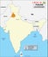 Punjab map. Political and administrative map of Punjab with districts name. Showing International and State boundary and district