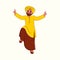 Punjabi Young Man Performing Bhangra Dance On Beige