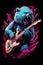 A punk bear rocking out hard enthusiastically playing an electric guitar Generative AI