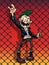 Punk cartoon character illustration mesh chain-link torn rabitz background