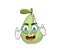 Punk cartoon illustration of Bitten pear