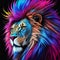 punk lion embodies the essence of rebellion and individuality. The color palette is vibrant and contrasting, representing