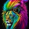 punk lion embodies the essence of rebellion and individuality. The color palette is vibrant and contrasting, representing the lion