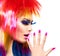 Punk model girl with colorful dyed hair