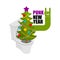 Punk New Year. Decorated fir stands in toilet bowl. unfriendly b