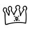 Punk rock crown lineart vector illustration. Simple alternative sticker clipart. Kids emo rocker cute hand drawn cartoon