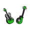 Punk rock guitar set vector illustration clipart. Simple alternative sticker. Kids emo rocker cute hand drawn cartoon