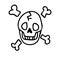 Punk rock skull monochrome lineart vector illustration clipart. Simple alternative sticker. Kids emo rocker cute hand