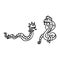 Punk rock snake and cobra monochrome lineart illustration clipart. Simple alternative sticker. Kids emo rocker coloring