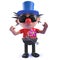 Punk rocker cartoon character in 3d dressed as a clown