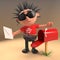 Punk rocker has received mail in his mailbox, 3d illustration