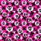 Punk seamless pattern with grunge bold painted funky skulls.