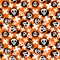 Punk seamless pattern with grunge bold painted funky skulls.