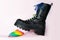 Punk youth teenage style black ankle boot crushes elastic plastic slinky toy