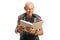 Punker in leather vest reading a book