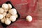 Punnet of fresh white button mushrooms