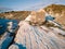 Punta Bianca, Agrigento in Sicily Italy White beach with old ruins of abandoned stone house on white cliffs