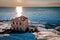 Punta Bianca, Agrigento in Sicily Italy White beach with old ruins of abandoned stone house on white cliffs