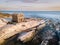 Punta Bianca, Agrigento in Sicily Italy White beach with old ruins of abandoned stone house on white cliffs