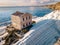 Punta Bianca, Agrigento in Sicily Italy White beach with old ruins of abandoned stone house on white cliffs