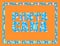 Punta Cana lettering on orange backround. Vector tropical letters with colorful beach icons on light blue backround